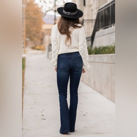 New Kan Can Dark Wash Flare Leg Jeans - Picture 8 of 9